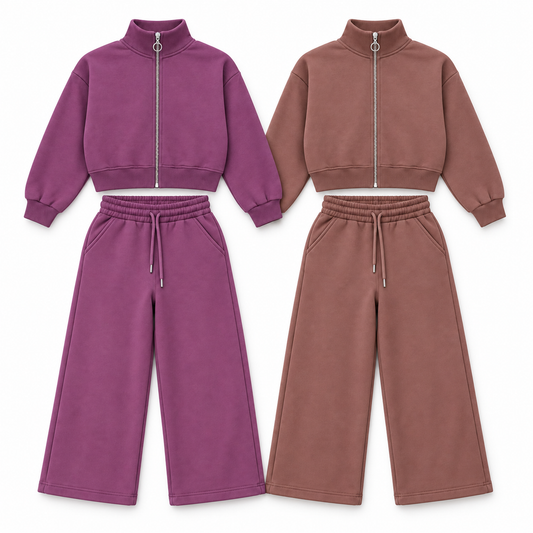 Cropped Zip-Up Tracksuit Set