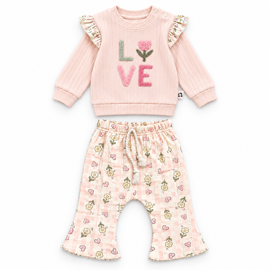 Baby Girl LOVE Floral Two-Piece Set