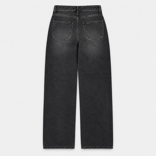 Nevyourcer 1522 - High-Waisted Straight-Fit Jeans – Washed Black