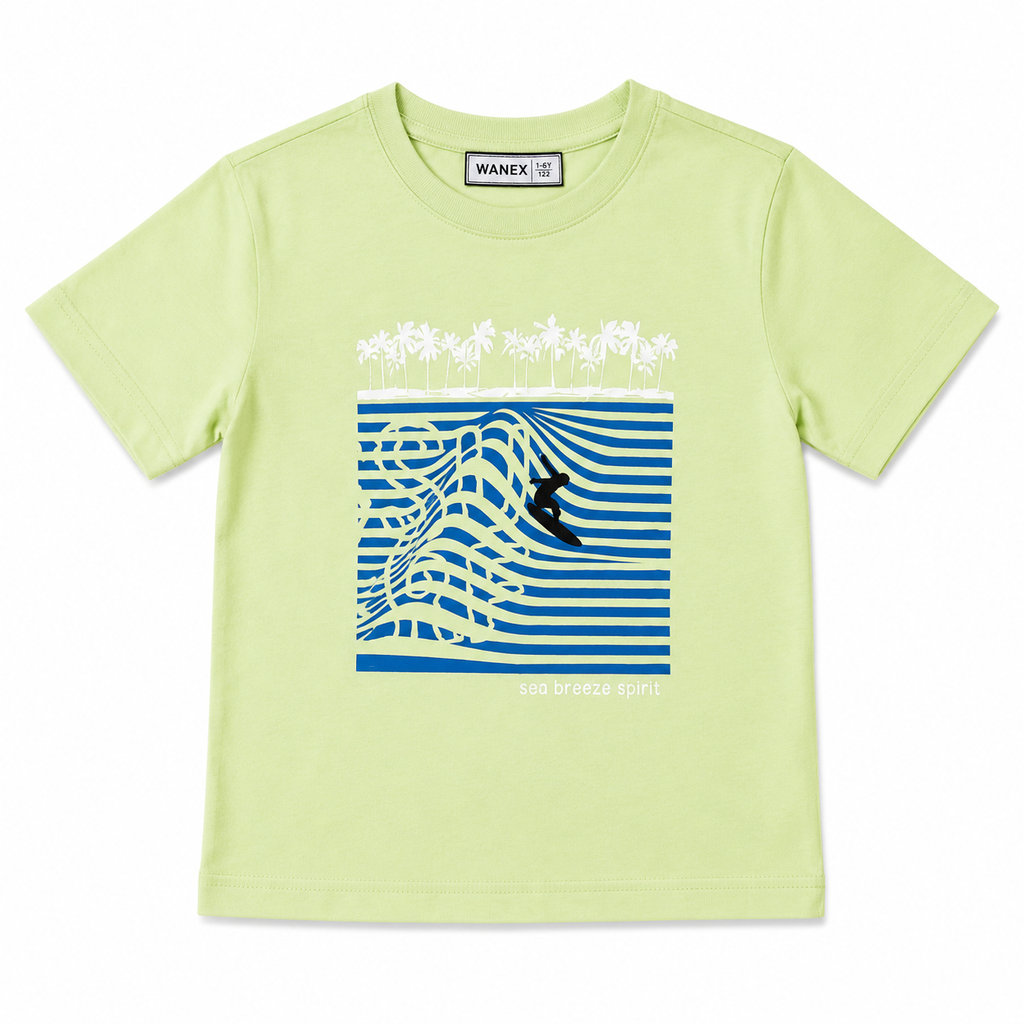 Boys Light Green Surf Graphic T-Shirt