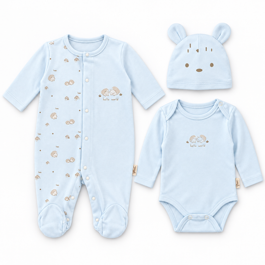 Baby Blue Hedgehog Three-Piece Set